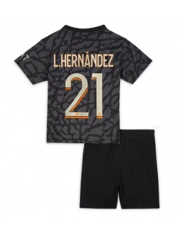 Otroški Nogometna dresi replika Paris Saint-Germain Lucas Hernandez #21 Tretji 2023-24 Kratek rokav (+ hlače)